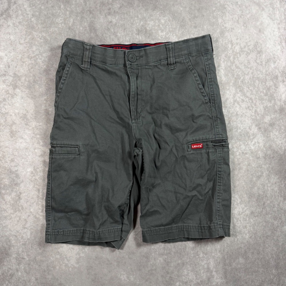 Levi's Kids Boys Grey Cargo Shorts 14 Adjustable Waist Stretch Cotton Casual